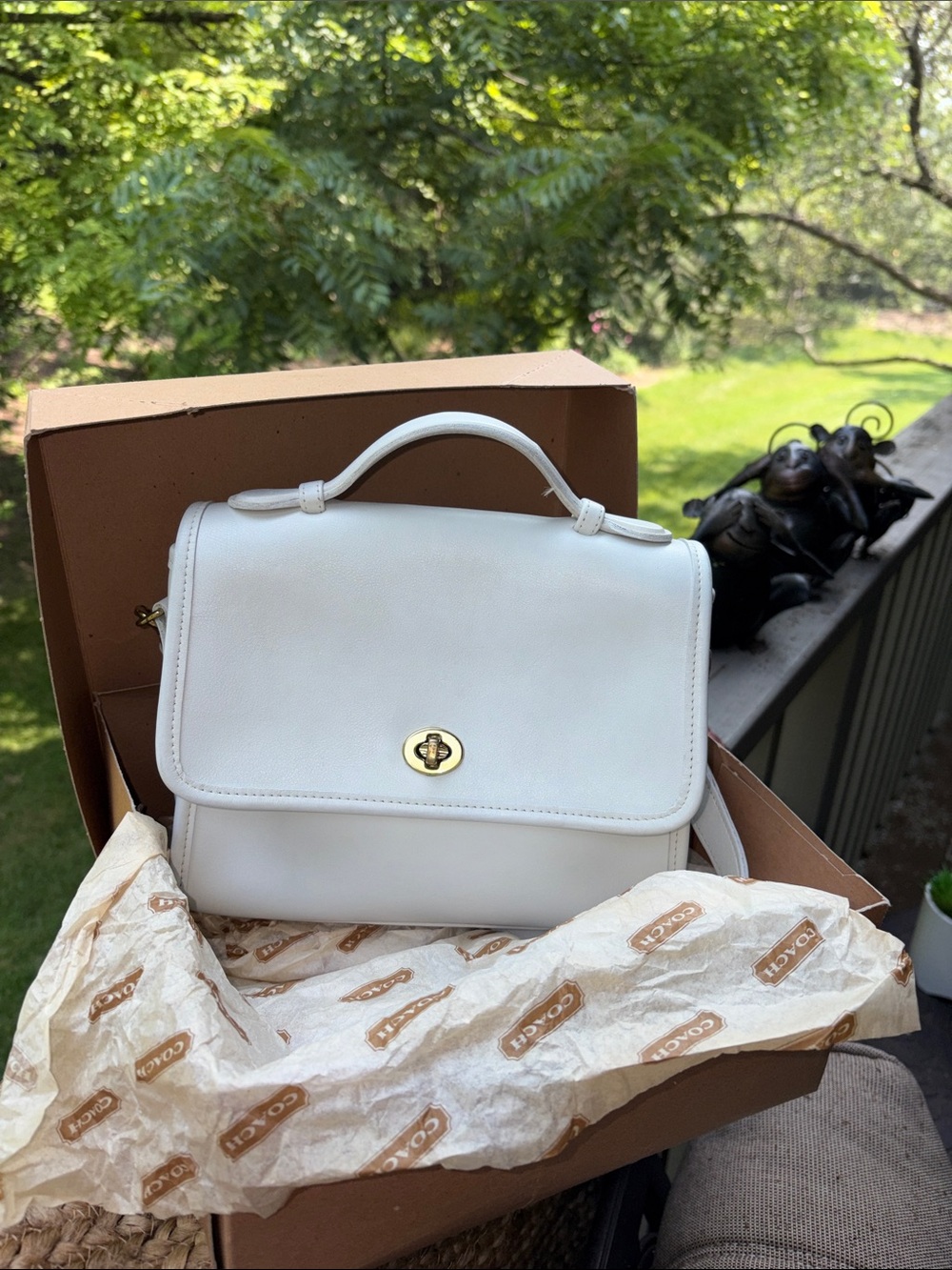 ✨ Vintage Coach Court Bag White Leather Satchel 1996 Rare ✨